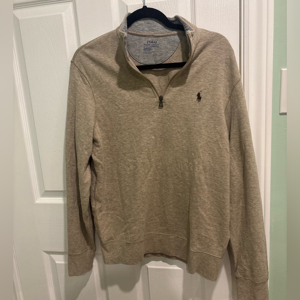 Polo Ralph Lauren 1/4 Zip Sweater Men's Beige Size Small